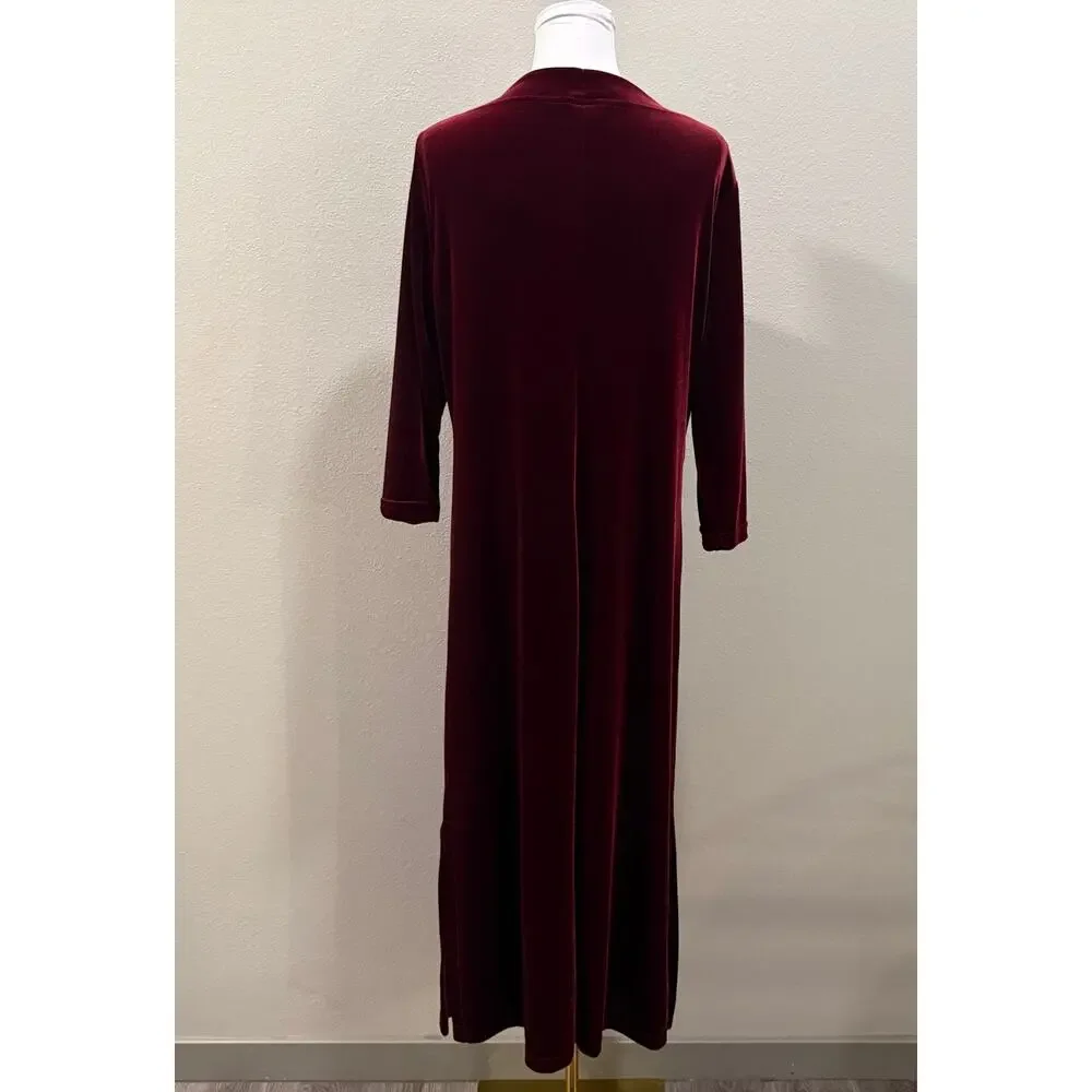 Vintage Hot Cotton Marc Ware Burgundy Velvet Maxi Dress Medium Elegant Modest